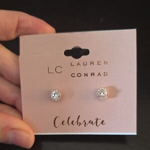 LC Lauren Conrad Silver Solitaire Earrings